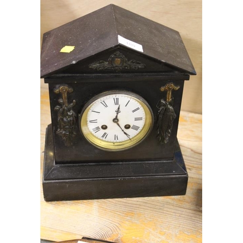 180 - A VINTAGE SLATE MANTLE CLOCK