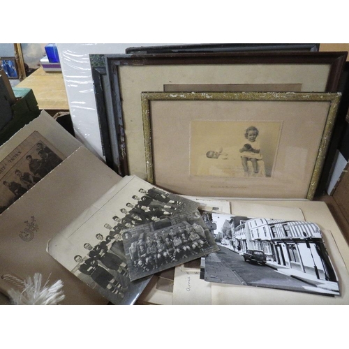 209A - A TRAY OF ASSORTED VINTAGE BLACK AND WHITE PHOTOGRAPHS ETC, TO INCLUDE WEDDING ALBUMS - ONE WITH MIL... 