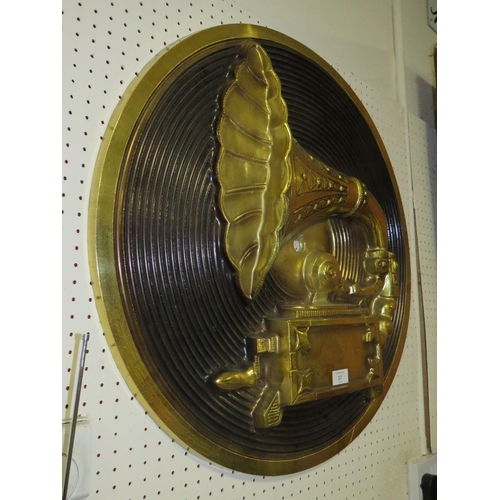 37 - A LARGE VINTAGE PLASTIC GRAMOPHONE DISPLAY SIGN, APPROX DIA 69 CM