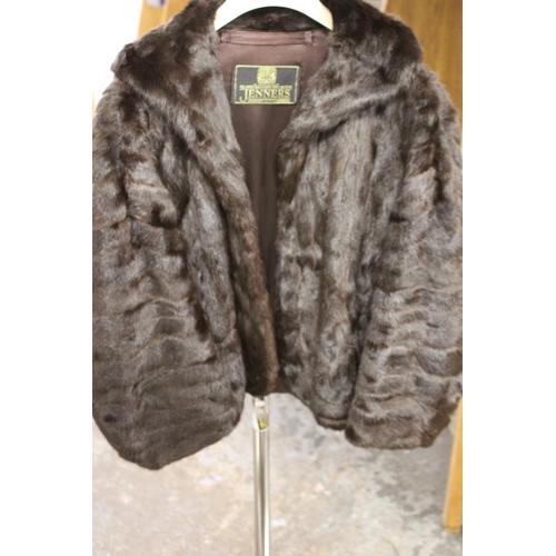 39 - TWO VINTAGE FUR COATS COMPRISING A SWING STYLE BY JOHN DUNN & SONS OF DORKING AND SHORT BOLERO STYLE... 