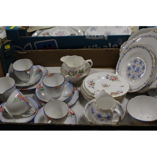 41 - THREE TRAYS OF ASSORTED CERAMICS TO INCLUDE MINTON, ROYAL ALBERT ETC