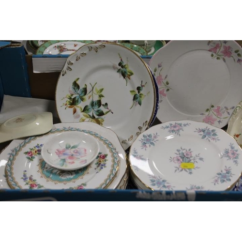 41 - THREE TRAYS OF ASSORTED CERAMICS TO INCLUDE MINTON, ROYAL ALBERT ETC