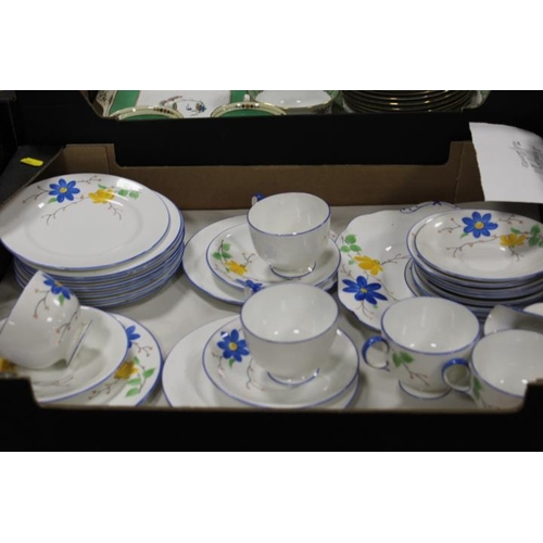 54 - THREE TRAYS OF ASSORTED CERAMICS AND TEAWARE TO INCLUDE AYNSLEY, GRAFTON ETC