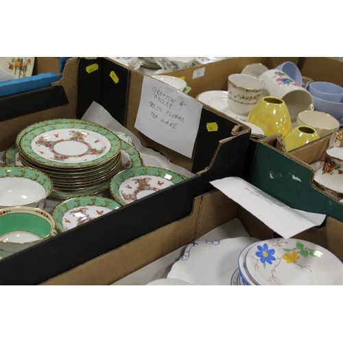 54 - THREE TRAYS OF ASSORTED CERAMICS AND TEAWARE TO INCLUDE AYNSLEY, GRAFTON ETC