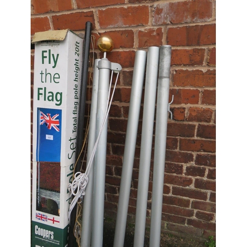 605 - A COOPERS OF STORTFORD 20FT ALUMINIUM FLAG POLE - NO FLAGS