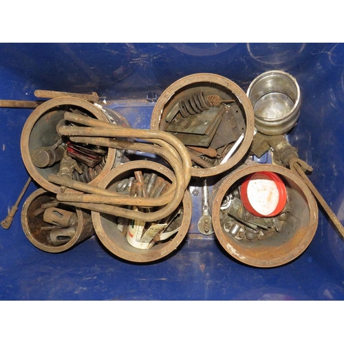 606 - THREE TRAYS OF ASSORTED CAR PARTS AND SPARK PLUGS - MAINLY RELATING TO BENTLEY VEHICLES