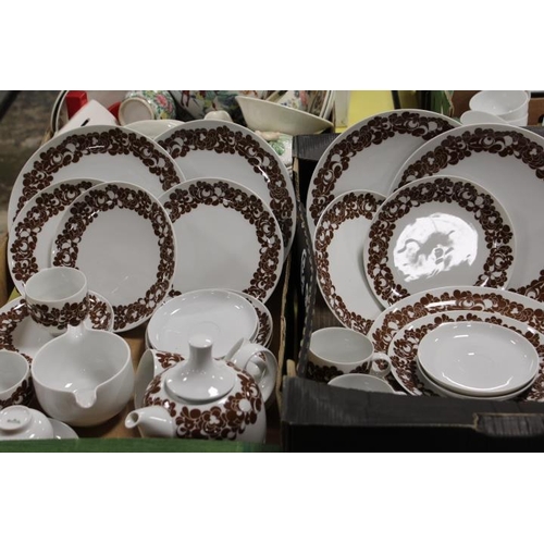 72 - TWO TRAYS OF ROSENTHAL TEA AND DINNERWARE TOGETHER WITH A CERAMIC CHERUBIC CLOCK A/F