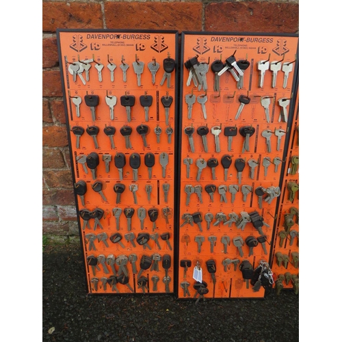 88 - SIX POINT OF SALE WALL RACKS CONTAINING  A LARGE ASSORTMENT OF KEY CUTTING BLANKS