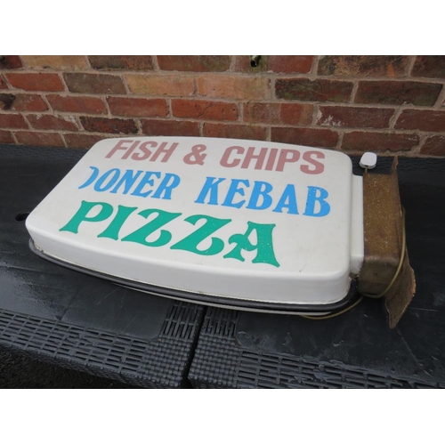 89 - A LARGE VINTAGE  ILLUMINATED DOUBLE SIDED EXTERNAL CHIP SHOP SIGN