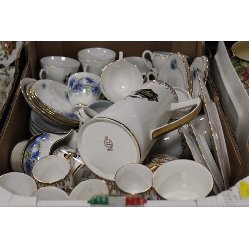 91 - FOUR TRAYS OF ASSORTED CERAMICS TO INCLUDE TEAWARE ETC