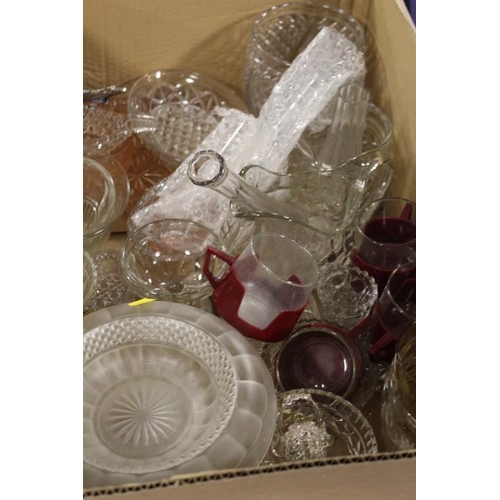 93 - TWO TRAYS OF ASSORTED GLASSWARE TO INCLUDE ROYAL ROCK CRYSTAL