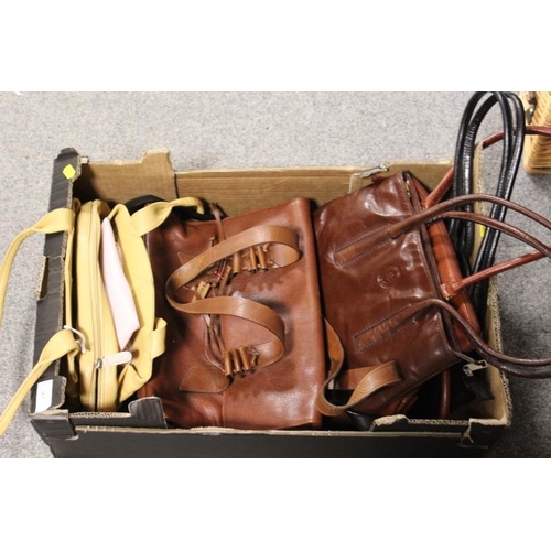 97 - A TRAY OF GOOD QUALITY LEATHER LADIES HANDBAGS