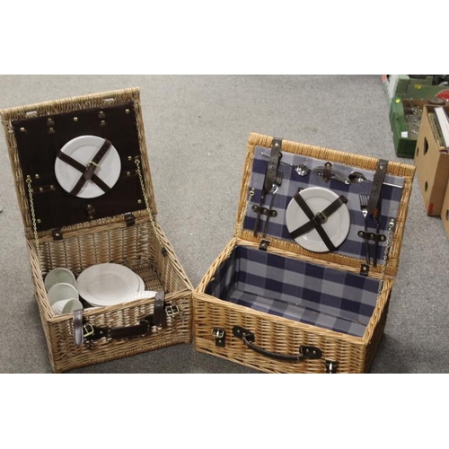 98 - TWO WICKER PICNIC HAMPER BASKETS AND CONTENTS