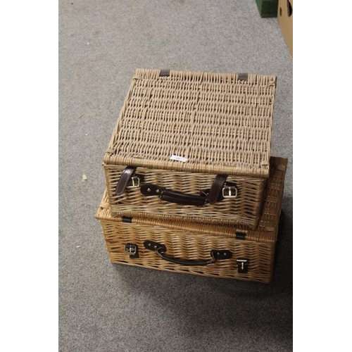 98 - TWO WICKER PICNIC HAMPER BASKETS AND CONTENTS