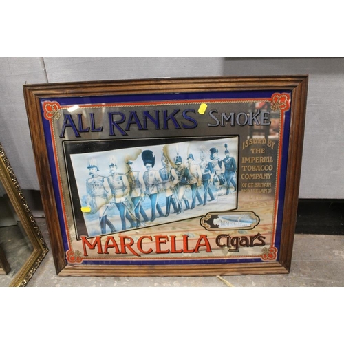 12 - A FRAMED ADVERTISING MIRROR FOR MARCELLA CIGARS BY THE IMPERIAL TOBACCO COMPANY - THE INSET PAPER IM... 