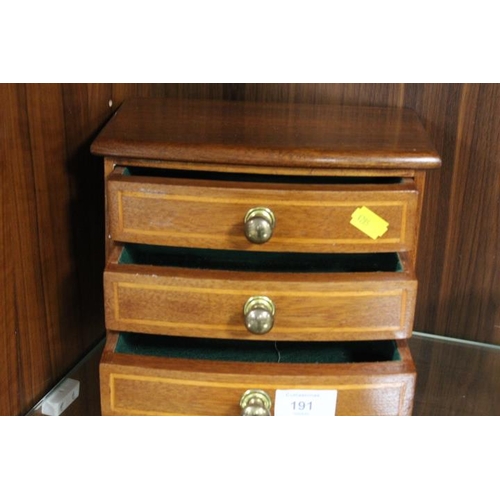 191 - A VINTAGE STYLE MINIATURE CHEST OF DRAWERS