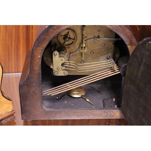 205 - TWO VINTAGE WOODEN CASED MANTLE CLOCKS