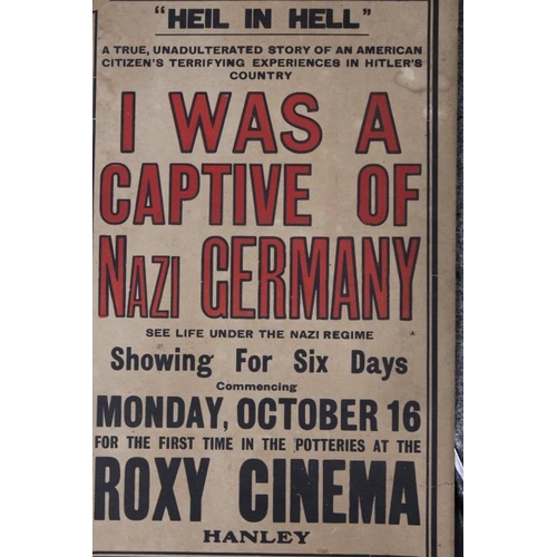 212 - THREE VINTAGE PRE-WAR  ROXY CINEMA BILL POSTERS (THE ROXY, GLASS STREET, HANLEY))