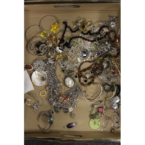 216 - A LARGE BOX OF COSTUME JEWELLERY