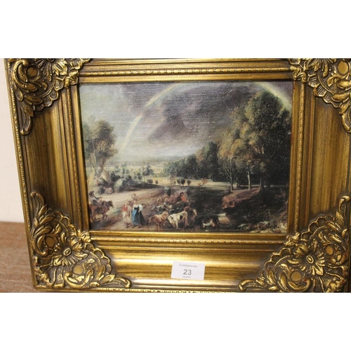 23 - A PAIR OF TRADITIONAL PICTURES IN GILT FRAMES