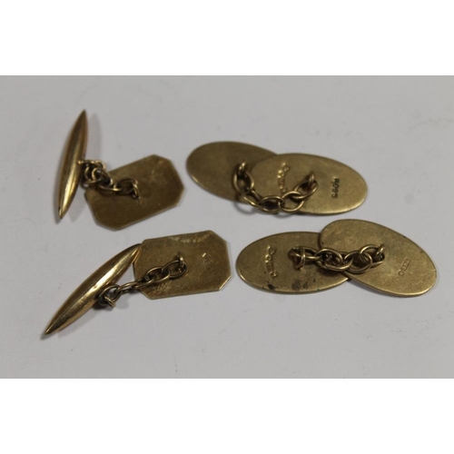 260 - TWO PAIRS OF 9CT GOLD CUFFLINKS - APPROX WEIGHT 9.5 G