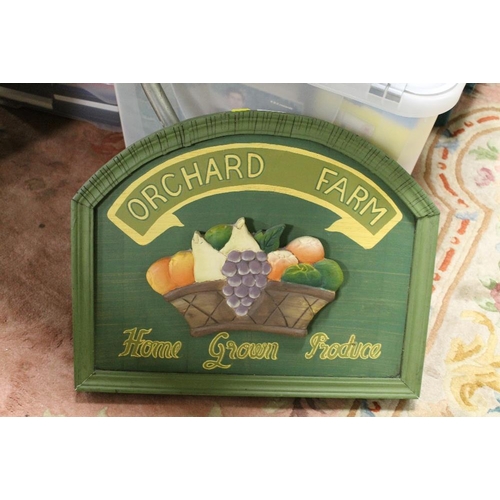 27 - A WOODEN ORCHARD FARM PLAQUE