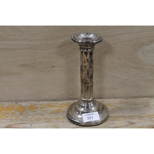 281 - A HALLMARKED SILVER CANDLESTICK