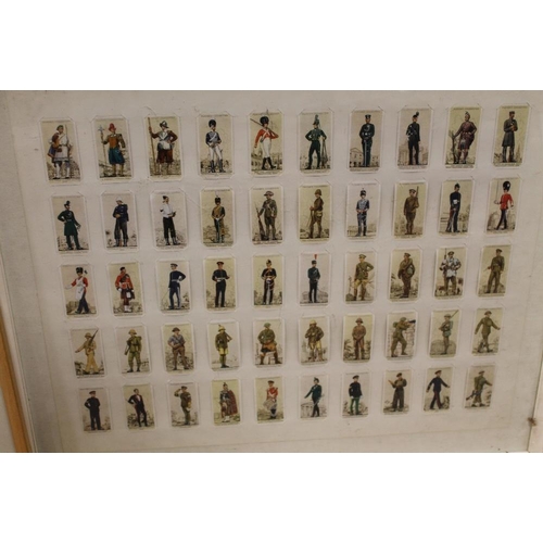 29 - THREE FRAMED AND GLAZED CIGARETTE CARD SETS ETC