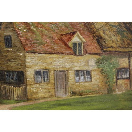 3 - A SMALL FRAMED OIL ON BOARD OF A COUNTRY COTTAGE