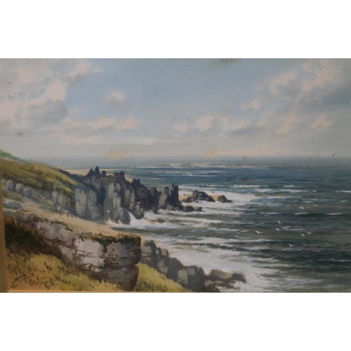 5 - A SELECTION OF FRAMED AND GLAZED WATERCOLOURS TO INCLUDE A PAIR OF COASTAL SCENE EXAMPLES