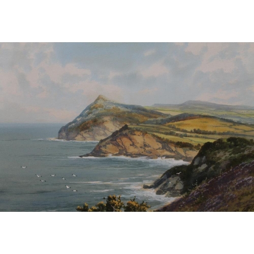 5 - A SELECTION OF FRAMED AND GLAZED WATERCOLOURS TO INCLUDE A PAIR OF COASTAL SCENE EXAMPLES