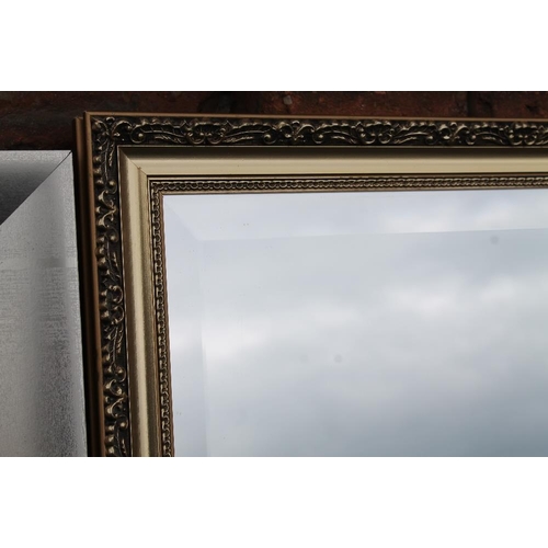 6 - A MODERN FRAMED WALL MIRROR TOGETHER WITH A VINTAGE GILT FRAMED EXAMPLE (2)