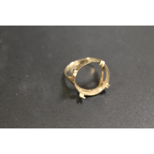 293 - HALLMARKED 9CT GOLD 1/2 SOVEREIGN RING MOUNT