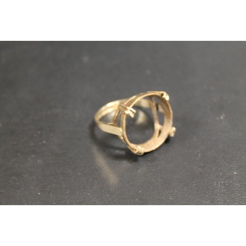 294 - HALLMARKED 9CT GOLD 1/2 SOVEREIGN RING MOUNT