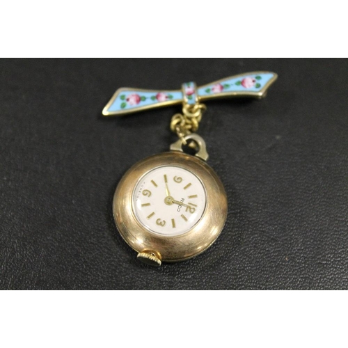 303 - ANTIQUE ENAMELLED PENDANT BROOCH WATCH