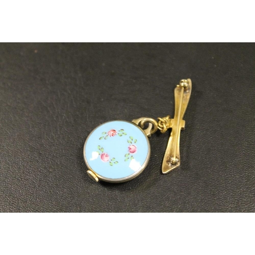 303 - ANTIQUE ENAMELLED PENDANT BROOCH WATCH