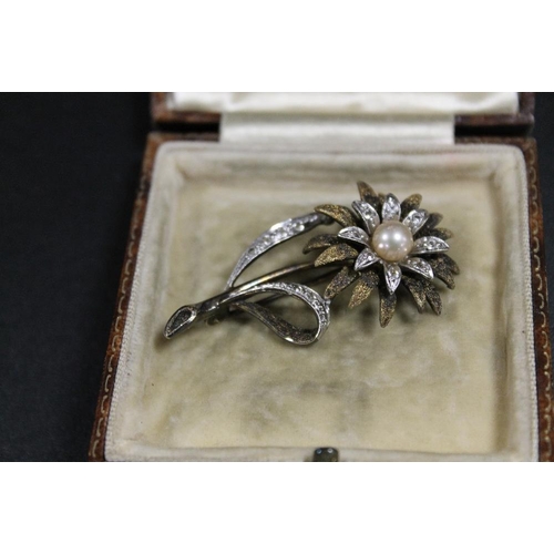 316 - QUALITY ANTIQUE FRENCH SILVER BROOCH IN BOX