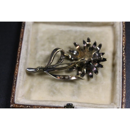 316 - QUALITY ANTIQUE FRENCH SILVER BROOCH IN BOX