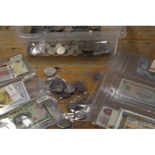 351 - BOX OF SILVER COINAGE AND BANKNOTES