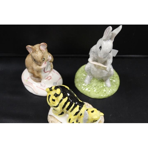 368 - TWO ROYAL DOULTON SMALL FIGURES - WINNIE THE POOH AND READS THE PLAN, TOGETHER WITH A ROYAL ALBERT B... 