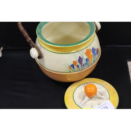 378 - CLARICE CLIFF CROCUS BISCUIT BARREL