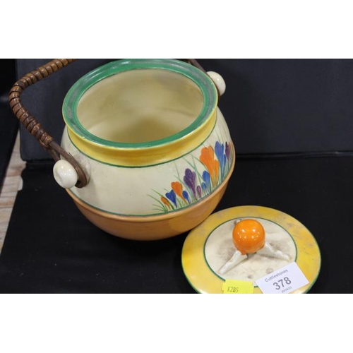 378 - CLARICE CLIFF CROCUS BISCUIT BARREL