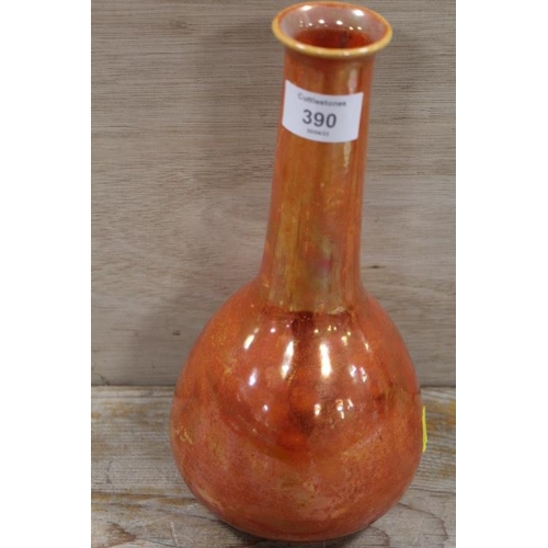 390 - A VINTAGE LUSTRE ORANGE VASE STAMPED RUSKIN TO BASE