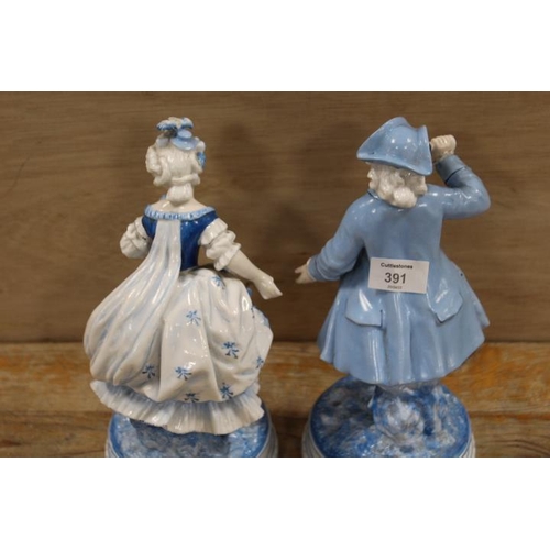 391 - TWO CONTINENTAL BLUE AND WHITE CLASSICAL FIGURES