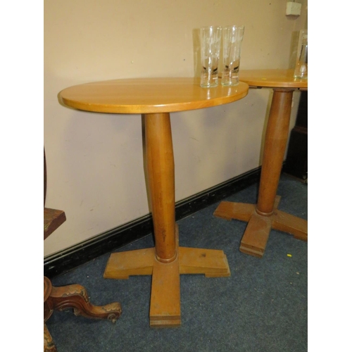 712 - THREE MODERN TALL WOODEN BISTRO TABLES