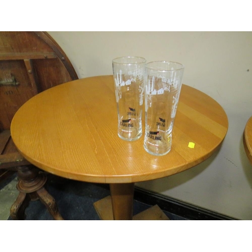 712 - THREE MODERN TALL WOODEN BISTRO TABLES