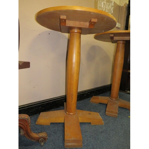 712 - THREE MODERN TALL WOODEN BISTRO TABLES