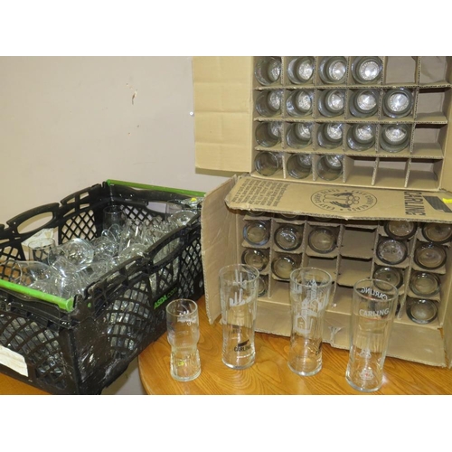 713 - THREE BOXES OF ASSORTED PUB GLASSWARE ETC