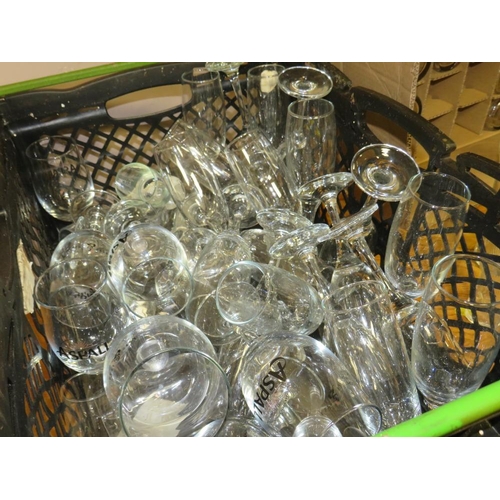 713 - THREE BOXES OF ASSORTED PUB GLASSWARE ETC