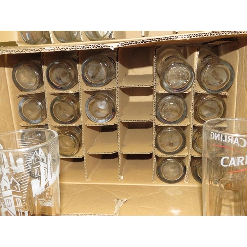 713 - THREE BOXES OF ASSORTED PUB GLASSWARE ETC